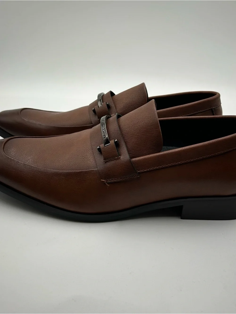 Calvin Klein Men's Brown Leather Slip-On Loafers